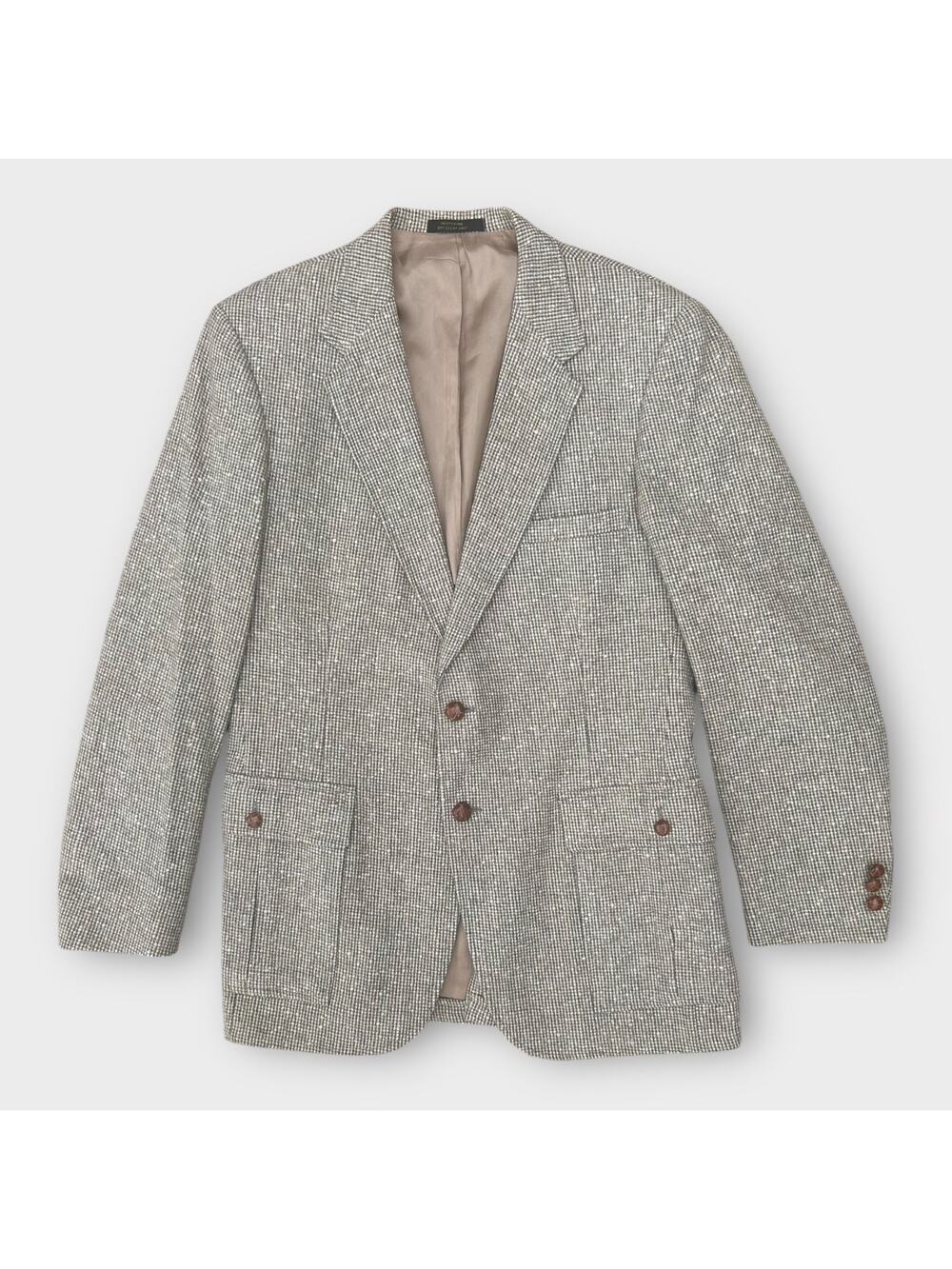 Vintage 70s H.I.S Wool Tweed Sport Coat Blazer Jacket Mens 42 L Preppy Academic